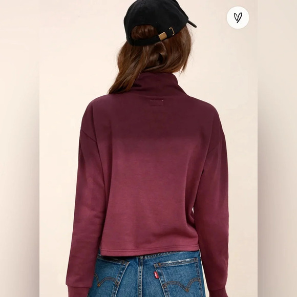 RVCA Smudged Plum Purple Ombre Cropped Mock Neck Sweatshirt - Picture 10 of 10